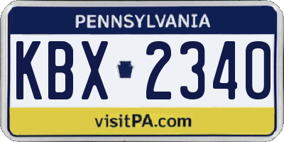 PA license plate KBX2340
