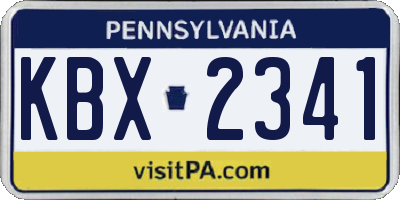 PA license plate KBX2341