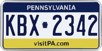 PA license plate KBX2342