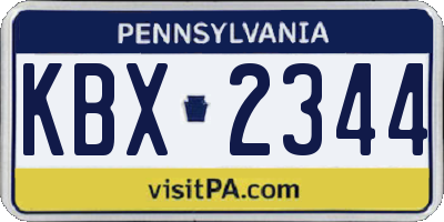 PA license plate KBX2344