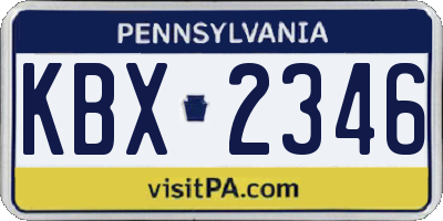 PA license plate KBX2346