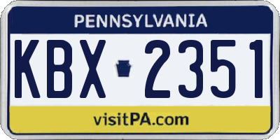 PA license plate KBX2351
