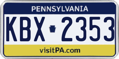 PA license plate KBX2353
