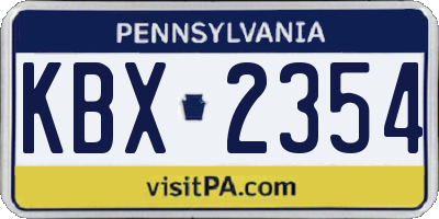 PA license plate KBX2354