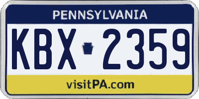 PA license plate KBX2359