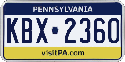 PA license plate KBX2360