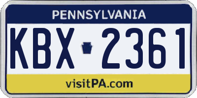 PA license plate KBX2361