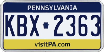 PA license plate KBX2363