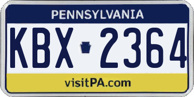 PA license plate KBX2364