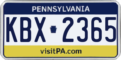 PA license plate KBX2365