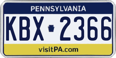 PA license plate KBX2366