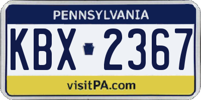 PA license plate KBX2367