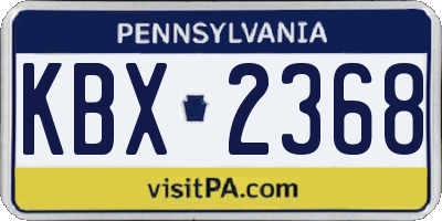 PA license plate KBX2368
