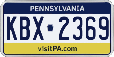 PA license plate KBX2369