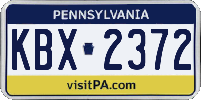 PA license plate KBX2372