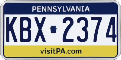 PA license plate KBX2374