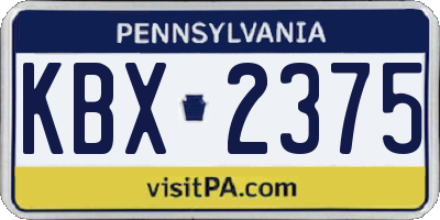 PA license plate KBX2375