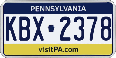 PA license plate KBX2378