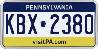 PA license plate KBX2380