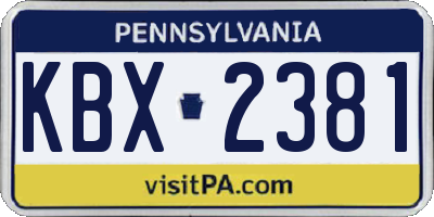 PA license plate KBX2381