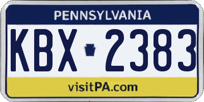 PA license plate KBX2383
