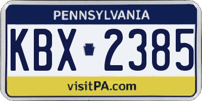 PA license plate KBX2385
