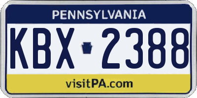 PA license plate KBX2388