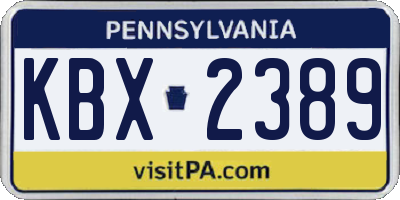 PA license plate KBX2389
