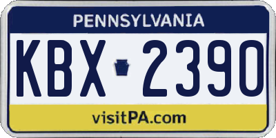 PA license plate KBX2390
