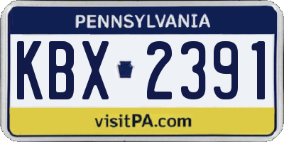 PA license plate KBX2391