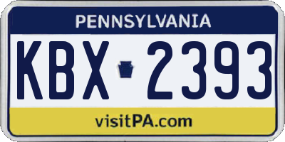 PA license plate KBX2393