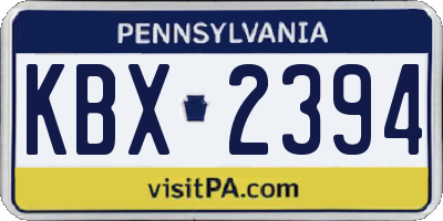 PA license plate KBX2394