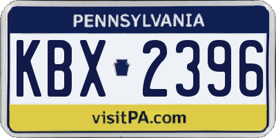PA license plate KBX2396