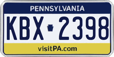 PA license plate KBX2398