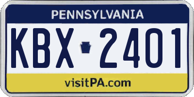 PA license plate KBX2401