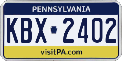 PA license plate KBX2402