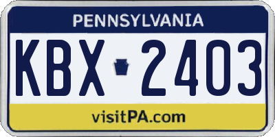 PA license plate KBX2403