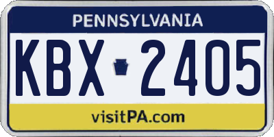 PA license plate KBX2405