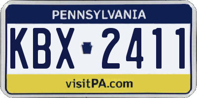 PA license plate KBX2411