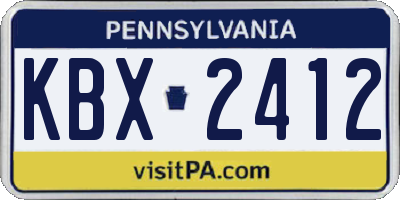 PA license plate KBX2412