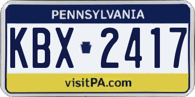PA license plate KBX2417