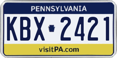 PA license plate KBX2421