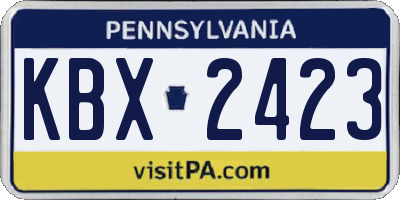PA license plate KBX2423