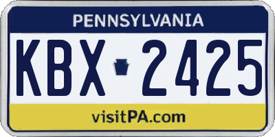 PA license plate KBX2425