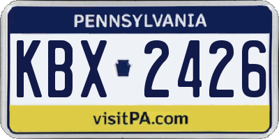 PA license plate KBX2426