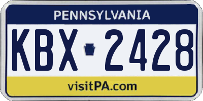 PA license plate KBX2428