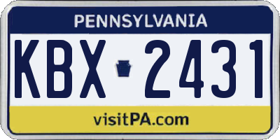 PA license plate KBX2431