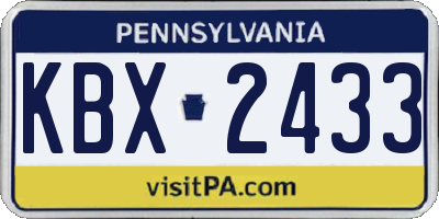 PA license plate KBX2433