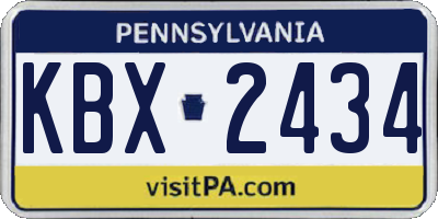 PA license plate KBX2434