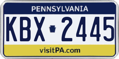 PA license plate KBX2445